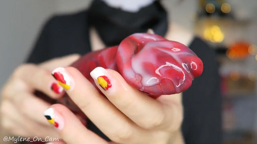 Mylene Cum covered toy Beowulf